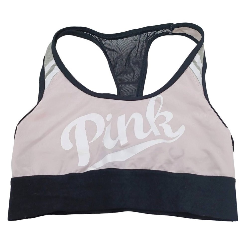 PINK VS Ultimate Unlined Sports Bra Light Pink Women's XS Spellout Activewear